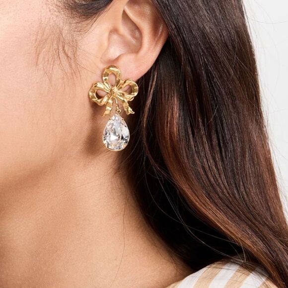 Vintage style bow drop earrings A880 - Picture 1 of 5